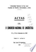 Actas del II Congreso Nacional de Lingüística