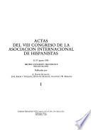 Actas del VIII Congreso de la Asociación Internacional de Hispanistas