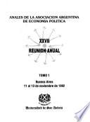 Anales de la Asociación Argentina de Economía Política, ... Reunión Anual
