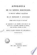 Apología de la lengua bascongada, ó, Ensayo crítico filosófico de su perfeccion y antigüedad sobre todas las que se conocen