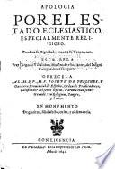 Apologia por el estado eclesiastico, especialmente religioso