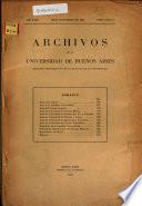 Archivos de la Universidad de Buenos Aires (boletín informativo de la Revista de la universidad).