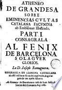 Atheneo de Grandesa sobre eminencias cultas catalana facundia al Emblemas Illustrada