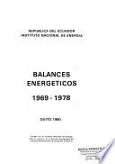 Balances energéticos, 1969-1978