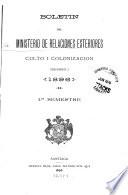 Boletín del Ministerio de relaciones esteriores, culto i colonizacion