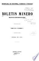 Boletin Minero. Organo del Dept. de Minas