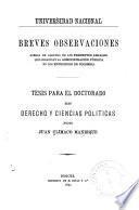 Breves observaciones acerca de algunos preceptos legales que organizan la administración pública en los municipios de Colombia