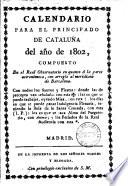 Calendario para el principado de Cataluña del año de 1802