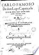 Carlo Famoso De don luys Capata a la C.R.M. del rey don Phelippe Segundo Nuesño Señor, a Gloria y Honra de nuestro Señor