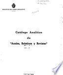 Catálogo analítico de anales, boletines y revistas
