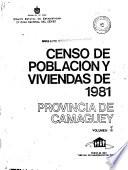 Censo de población y viviendas, 1981: Provincia de Camaguey