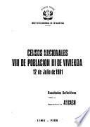 Censos nacionales, VIII de población, III de vivienda, 12 de julio de 1981