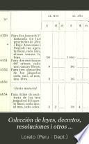 Colección de leyes, decretos, resoluciones i otros documentos oficiales referentes al departamento de Loreto [1777-1908]
