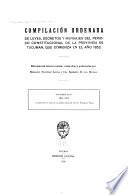 Compilación ordenada de leyes, decretos y mensajes del periodo constitucional de la Provincia de Tucumán