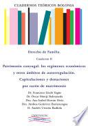 Cuadernos Teóricos Bolonia. Derecho de familia. Cuaderno II. Patrimonio conyugal. Los regímenes económicos y otros ámbitos de autorregulación. Capitulaciones y donaciones por razón de matrimonio
