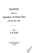 Datos sobre la agricultura de Puerto Rico antes de 1898