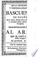 De la antiguedad y universalidad del bascuenze en España