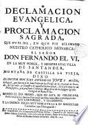 Declamación evangélica... en la proclamación del Monarca D. Fernando VI por el Dr. D. Juan Anto de Jove y Muñiz, en Santander