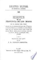 Descripción de la provincia de los mojos en el reino del Perú