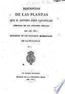 Descripcion de las plantas que D. Antoni Josef Cavanilles, demostró en las lecciones públicas del año 1801 y 1802