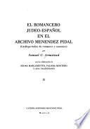 El romancero judeo-español en el Archivo Menéndez Pidal