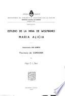 Estudio de la mina de wolframio María Alicia, Departamento San Alberto, Provincia de Córdoba