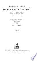 Festschrift für Hans Carl Nipperdey zum 70