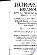 Horacio español, esto es obras de Quinto Horacio Flacco