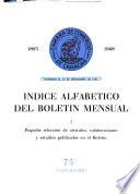 Indice alfabético del boletín mensual y pequeña selección de artićulos