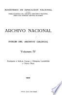 Indice del Archivo Colonial: Caciques e indios, curas y obispos, lazaretos y obras pías