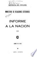 Informe a la nación del Ministro de Relaciones Exteriores