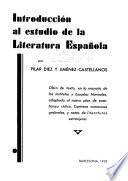 Introducción al estudio de la literatura española