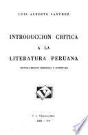 Introducción crítica a la literatura peruana