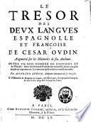 Le trésor des deux langues espagnolle et françoise