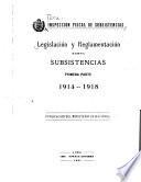Legislación y reglamentación sobre subsistencias ...