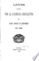 Leyes expedidas por la Asamblea Legislativa de estado soberano de Cundinamarca en 1883