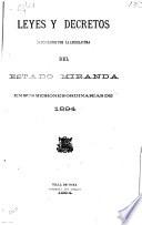 Leyes y decretos sancionados por la legislatura del estado Miranda en sus sesiones ordinarias de 1894