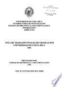 Lista de trabajos finales de graduación, Universidad de Costa Rica