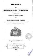 Manual de Erudición sagrada y eclesiástica ardenado en forma de Diccionario