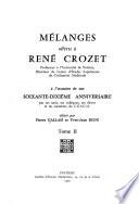 Mélanges offerts à René Crozet...