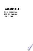 Memoria de la Municipalidad de Valencia