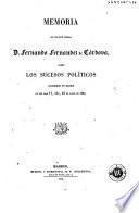 Memoria del Teniente general D. Fernando Fernandez de Córdova sobre los sucesos políticos ocurridos en Madrid en los días 17, 18 y 19 de julio de 1854