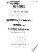 Memoria leida en la solemne apertura del curso académico de... en el Instituto Local de Segunda Enseñanza de Ponferrada