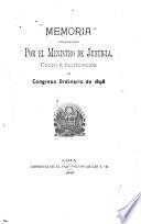 Memoria presentada por el ministro de justicia, culto é instrucción al congreso ordinario de 1898