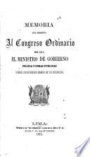 Memoria que el Ministro de Gobierno y Policia presenta al Congreso Ordinario de ...
