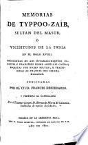 Memorias de Typpoo-Zaíb, Sultan del Masur, ó Vicisitudes de la India en el Siglo XVIII