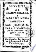 Novena al gran patriarca y padre de Maria Santissima San Joaquin