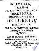 Novena, y Sabados de la Immaculada Virgen Maria, Coronada Reyna De Loreto