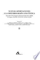Nuevas aportaciones a la historiografía lingüística