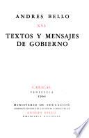 Obras completas. [Editado par la Comisión Editora de las Obras Completas de Andrés Bello: Textos y mensajes de gobierno